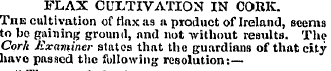 FLAX CULTIVATION IN CORK. The cultivatio...