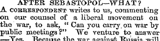 AFTER SEBASTOPOL—WHAT? A cobbespond-ent ...