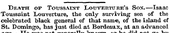 Death of Toussaxnt Louvertujre's Som.—Is...