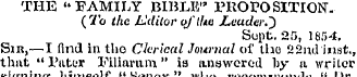 THE "FAMILY BIBLE" PROPOSITION. (7b the ...