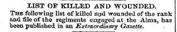 LIST OF KILLED AND WOUNDED. The followin...