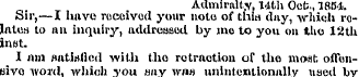 Admiralty. 14th Ocfc., 18(54. Sir,—I hav...