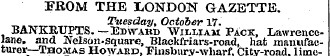 FROM THE LONDON GAZETTE. Tuesday, Octobe...