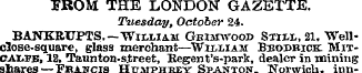 TROM THE LONDON GAZETTE. Tuesday, Octobe...