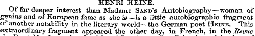 HENRI HEINE. Of far deeper interest than...