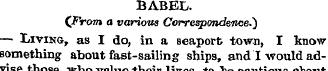 BABEL. {From a various Correspondence.' ...