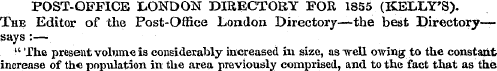 POST-OFFICE LONDON DIRECTORY FOR 1855 (K...