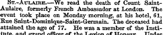 St.-Aulaire.—We read the death of Count ...