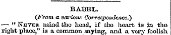 BABEL. (From a various Correspondence.')...