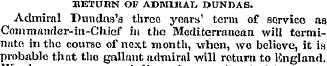 HETITRN OF ADM1KAT.. I>UNDAS. Admiral Du...
