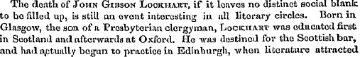 Tho death of John Gibson Looiuiart, if i...