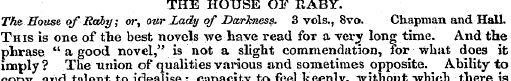 THE HOUSE OP BABY. The House of' Raby; o...