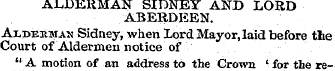 ALDERMAN SIDNEY AND LORD ABERDEEN. Aldem...