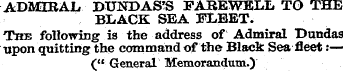 ADMIRAL, DUNDAS^S FAREWELL TO THE BLACK ...