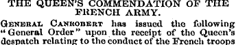 THE QUEEN'S COMMENDATION OF THE FRENCH A...