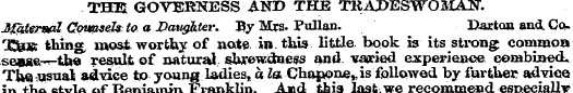 THE GOVERNESS AND THE TRADESWOMAN" . J&t...