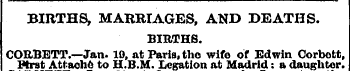 BIRTHS ^ MARRIAGES, AND DEATHS. BIRTHS. ...
