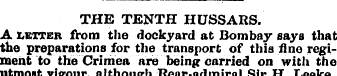 THE TENTH HUSSARS. A letter from the doc...