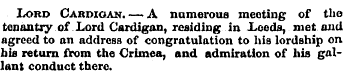 Lord Cardigan. — A numerous meeting of t...