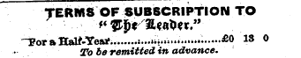 TERMS OF SUBSCRIPTION TO ^jirlwOw," "For...