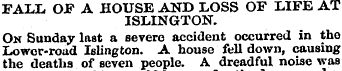 FALL OF A HOUSE AND LOSS OF LIFE AT ISLI...