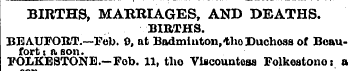 BIRTHS, MARRIAGES, AND DEATHS. BIRTHS. B...