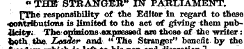 «• THE STRANGEIT IN PARLIAMENT. [The res...