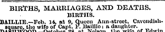 BIRTHS, MARRIAGES, AND DEATHS. BIRTHS. B...
