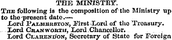 THE MINISTRY. TnB following is the compo...