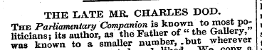 THE LATE MR. CHARLES DOD. ] The Tarliame...