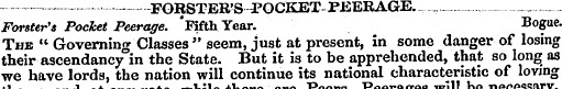 - FORSTER'S -POCKET- PEERAGE. „„ __. . F...