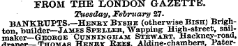 FROM THE LONDON GAZETTE. Tuesday, Februa...