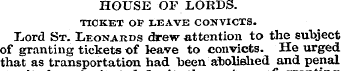 HOUSE OF LORDS. TICKET OF LEAVE CONVICTS...