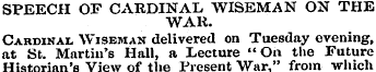 SPEECH OF CARDINAL WISEMAN ON THE WAR. C...