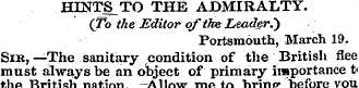 HTNTS_TO THE ADMIRALTY. (To the Editor o...