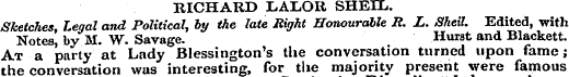 RICHARD LAIiOtt SHEEL. Sketches. Legal a...