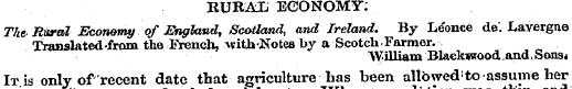 BURAL ECONOMY. The Rural Economy of Engl...