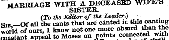 MARRIAGE WITH A DECEASED WIFE'S SISTER. ...
