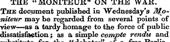 THE "MONITEUR" ON THE WAR. The document ...