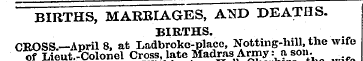 BIRTHS, MARRIAGES, AND DEATHS. BIRTHS. C...