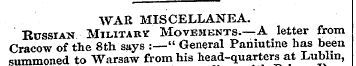 WAR MISCELLANEA. Russian Military Moveme...