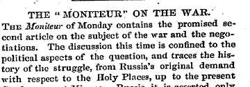 , - - THE " MONITEUR" ON « THE WAR. H Th...