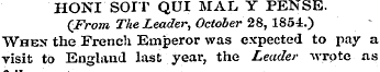 HONI SOIT QUI MAL Y PENSE. (From The Lea...