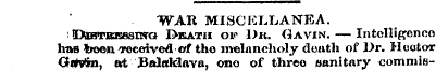 WAR MISCELLANEA. i tDsBTBRflsma Death ov...
