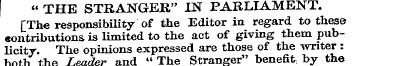 " THE STRANGER" IN PARLIAMENT. [The resp...