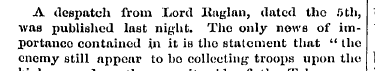 A despatch from Lord Ituglan, dated tho ...