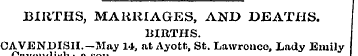 BIRTHS, MARRIAGES, AND DEATHS. BIRTHS. C...