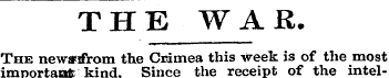 THE WAR. The newsrifrom the Crimea this ...