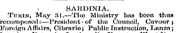 HAltDINIA. TinuN, May 31.—Tho Ministry h...