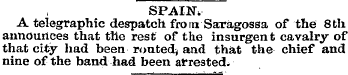 SPAIN, A telegraphic despatch from Sarag...